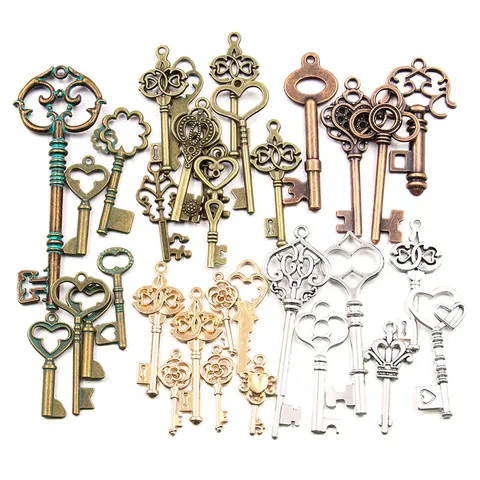 Vintage Steampunk Schlüssel Charms Anhänger Legierung Retro Skelett Schlüssel Anhänger Für DIY Schmuckherstellung Zubehör Gemischte Größen