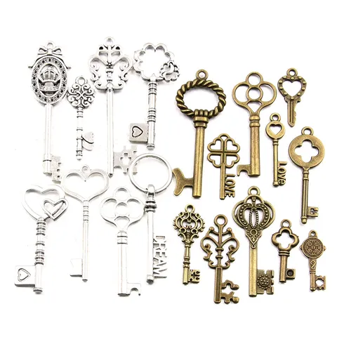 Vintage Steampunk Schlüssel Charms Anhänger Legierung Retro Skelett Schlüssel Anhänger Für DIY Schmuckherstellung Zubehör Gemischte Größen
