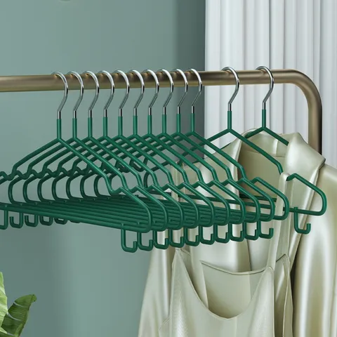 Percha de Alambre de Hierro Recubierta de Plástico para el Hogar Percha Antideslizante con Ganchos para Dormitorio Hogar