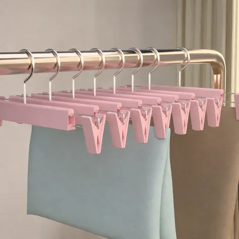 Perchas de Plástico Mate para Pantalones Pinzas Antideslizantes Soporte de Almacenamiento de Ropa para Armario
