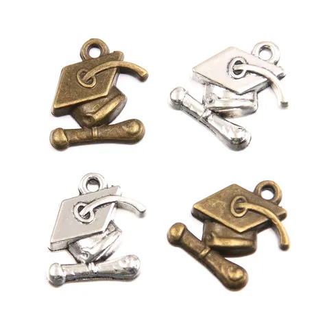 Zinc Alloy Academic Cap Diploma Charms Graduation Season DIY Jewelry Making Accessories For Necklace Bracelet Pendants