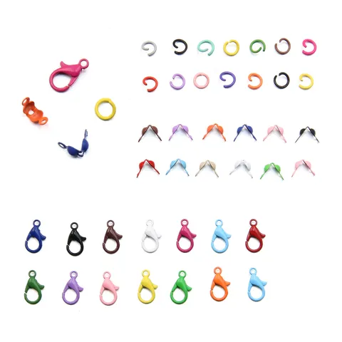 Alloy Electroplated Colorful DIY Jewelry Finding Set Lobster Clasps Open Jump Rings Connectors For Handmade Craft Supplies