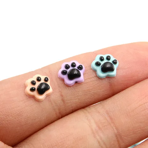 Mini Resin Dog Paw Charms Animal Paw Print Patches For DIY Phone Case Hair Clip Craft Jewelry Making Accessories