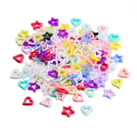 Resin Hollow Heart Star Charms Assorted Colors Jewelry Accessories For Nail Art Cream Glue DIY Craft Materials