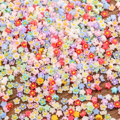 Couleurs Mixtes Résine Fleur Cabochons Mini Fleurs Breloques Dos Plat Ornements Pour Pinces À Cheveux Coque De Téléphone DIY Artisanat