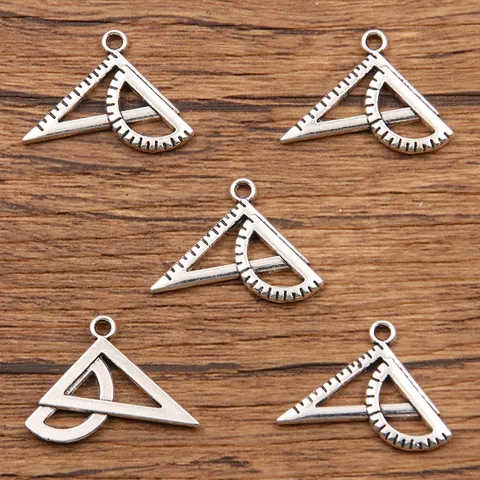 Minimalist Alloy Zinc Geometric Ruler Protractor Mathematical Triangle Ruler Charm Pendant Electroplated DIY Jewelry Crafts Making Accessories For Bags Phone Cases