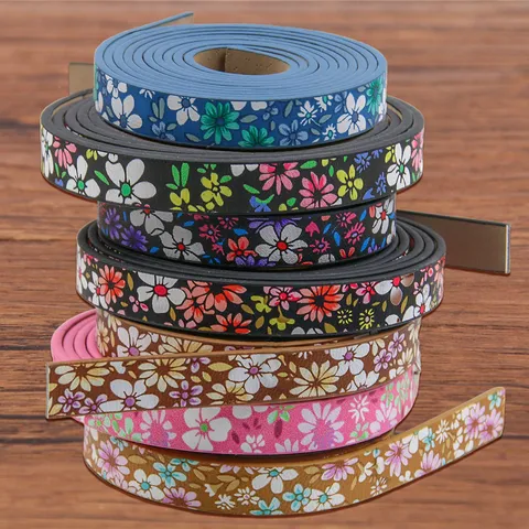 Cordon en Cuir PU à Imprimé Floral pour la Fabrication de Bijoux DIY Accessoires de Bracelet Collier Faits à la Main