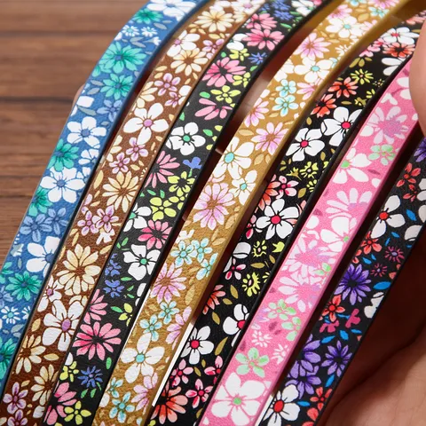 Cordon en Cuir PU à Imprimé Floral pour la Fabrication de Bijoux DIY Accessoires de Bracelet Collier Faits à la Main