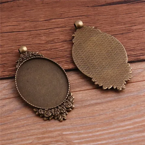 Retro Rose Muster Legierung Anhänger Cabochon Basis Für DIY Schmuckherstellung Vintage Blume Kamee Tablett Antik Schmuck