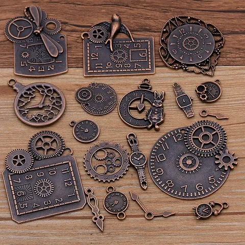 Amuletos Reloj Engranaje Steampunk Aleación Accesorios Joyería Colgantes Para DIY Fabricación Brazalete Collar