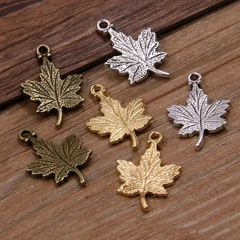Vintage Alloy Leaf Charms For Jewelry Making Necklaces Bracelets Plant Floral Pendants Antique Bronze Silver Gold Jewelry Components