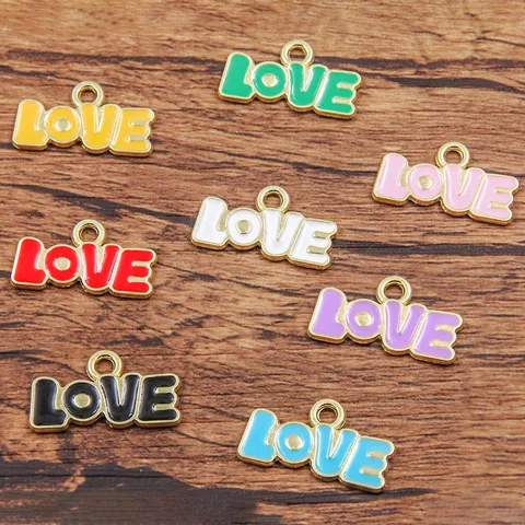 DIY Alloy Enamel Love Letter Pendant Charm Minimalist Alphabet Charm For Jewelry Making Valentine Day Gift
