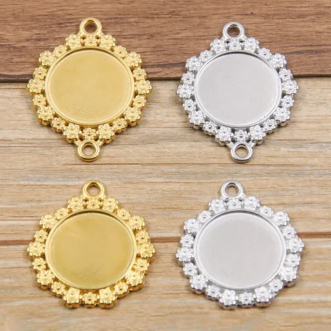 Edelstahl Rund Cabochon Fassung Schmuckherstellung DIY Anhänger Verbinder Spitze Basis Tablett Innendurchmesser Für Ohrring Halskette Armband Herstellung Zubehör