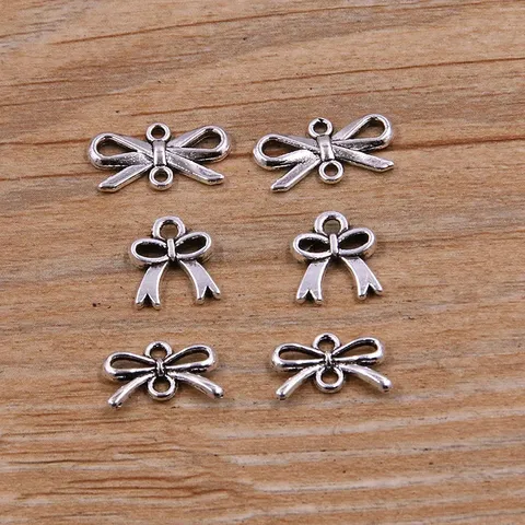 DIY Alloy Bow Knot Jewelry Connectors Antique Silver Butterfly Charms For Bracelet Necklace Keychain Making Fashion Jewelry Findings