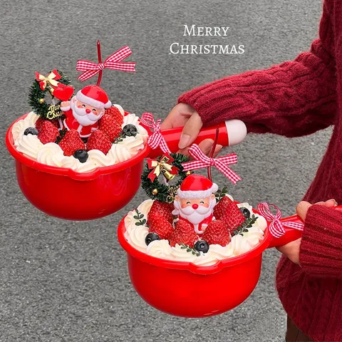 Contenedor de Pastel en Forma de Cazo de Agua de Plástico Creativo Herramienta de Decoración de Pastel de Fresa Roja Soporte de Postre de Fiesta