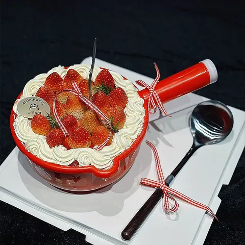 Contenedor de Pastel en Forma de Cazo de Agua de Plástico Creativo Herramienta de Decoración de Pastel de Fresa Roja Soporte de Postre de Fiesta