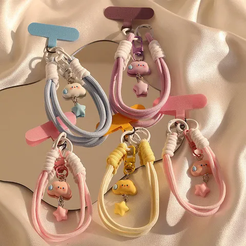 INS Style Cute Cloud Star Phone Lanyard Wrist Strap Resin Charm Phone Chain Camera Key Chain Mobile Phone Decoration