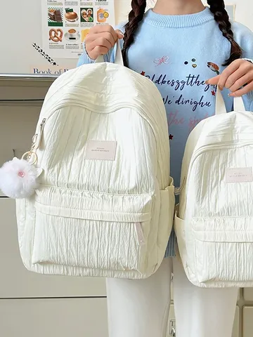 Zaino Scolastico Casual in Nylon di Grande Capacità per Donne e Ragazze Borsa da Viaggio Leggera Tinta Unita Giornaliero