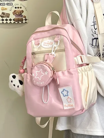 Donne Nylon Zaino Casual Carino Pentagramma Viaggio Scuola Borsa Piccolo Zainetto Con Pendenti Borsa Moda