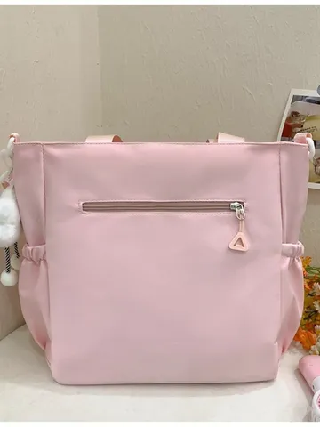 Süßer Einfarbiger Nylon Rucksack Für Schüler Transparentes Fenster Ita Bag Lässiger Wasserdichter Schulrucksack Tragtasche Set Mädchen
