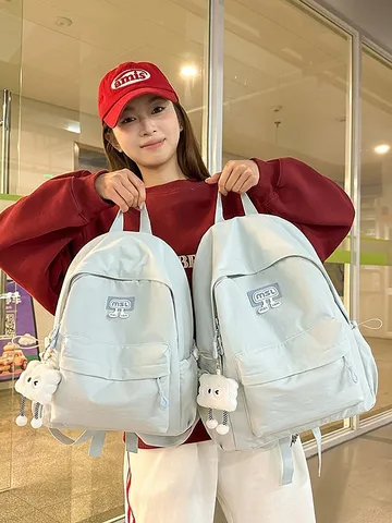 Mädchen Rucksack Mit Großer Kapazität Nylon Lässig Studenten Schultasche Für Mittelschule Teenager Frisch Süß Outdoor Reisetasche