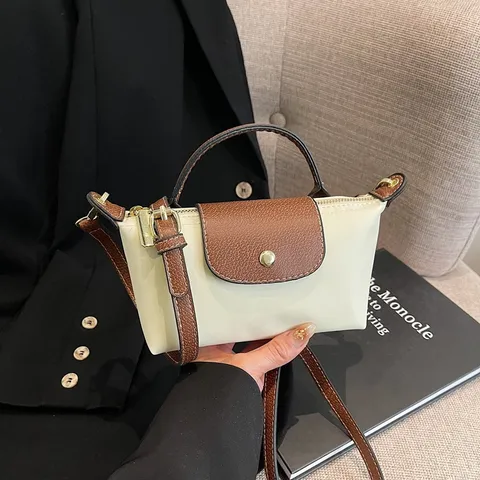 Modische PU Leder Mini Henkeltasche Umhängetasche Kontrastklappe Damen Schultertasche Handtasche Für Den Täglichen Gebrauch