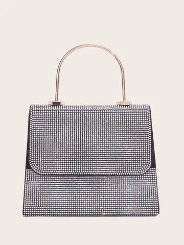 Elegante Strass Abendtasche Luxuriöse Polyester Clutch Handtasche Mit Metallgriff Kette Schultergurt Für Hochzeit Bankett Party Damen