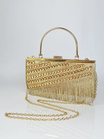 Trendige Polyester Strass Abendtasche Für Damen Elegante Luxus Bankett Party Handtasche Metallischer Runder Griff Umhängetasche Quaste Quadratische Clutch