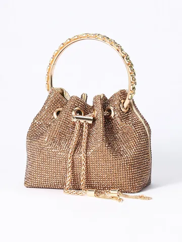 Luxus Strass Abend Beuteltasche Für Damen Glitzer Quaste Kordelzug Kette Handtasche Elegante Abendessen Party Umhängetasche