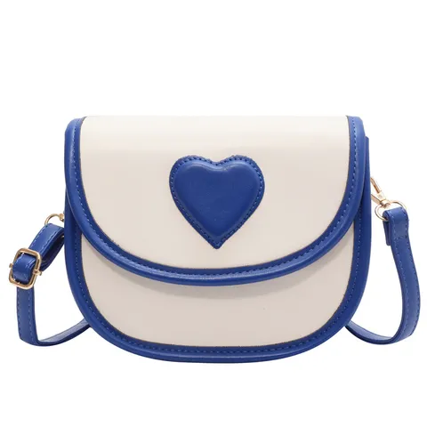 Damen Kontrast Herz PU Leder Umhängetasche Mode Satteltasche Vielseitige Crossbody Tasche Casual Alltag Street Style Handtasche