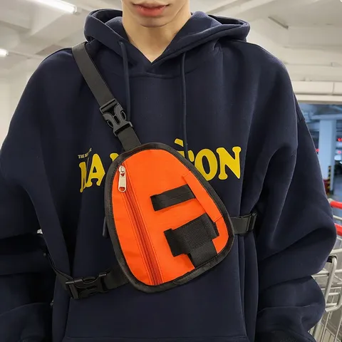 Borsa da Petto Tattica Techwear Zaino Gilet Funzionale Uomo Streetwear Hip Hop Custodia per Telefono Esterno Multitasca Borsa Walkie-Talkie Nylon
