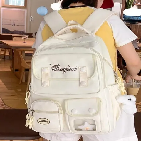 Koreanische Akademie Stil Mehrfachfach Rucksack Für Damen Große Kapazität Schultasche Mit Anhängern Wasserdicht Nylon Studenten Rucksack