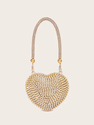 Damen Herzförmige Strass Abendtasche Funkelnde Hochzeit Clutch Party Handtasche Formelles Bankett Braut Schmuck Handtasche