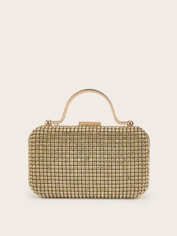 Luxuriöse Strass Glitzer Abendtasche Für Damen Glänzende Handtasche Metallgriff Hochzeit Party Bankett Formelle Geldbörse