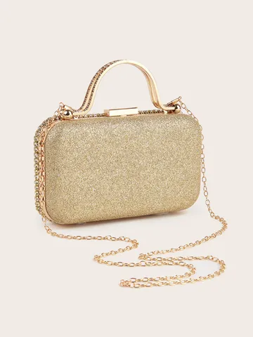 Luxuriöse Strass Glitzer Abendtasche Für Damen Glänzende Handtasche Metallgriff Hochzeit Party Bankett Formelle Geldbörse