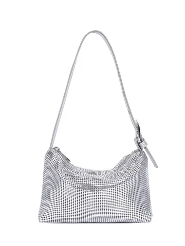 Damen Mode Pailletten Metallnetz Abendtasche Elegant Verstellbarer Riemen Umhängetasche Crossbody Clutch Handtasche Für Party Bankett