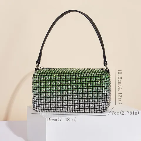 Damen Luxuriöse Strass Farbverlauf Abendtasche Glänzende Kristall Party Clutch Handtasche Mit Kettenschultergurt Partyzubehör