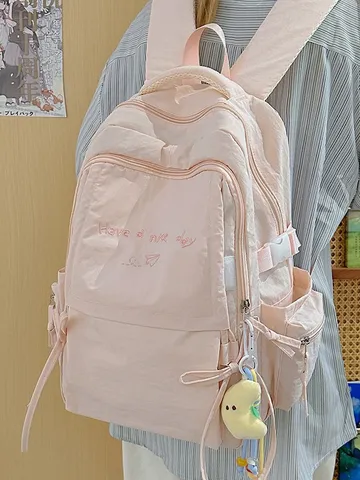 Japanischer Stil Leichter Solide Farbe Nylon Rucksack Für Studenten Schule Reisen Grosse Kapazität Tägliche Rucksack Schultasche
