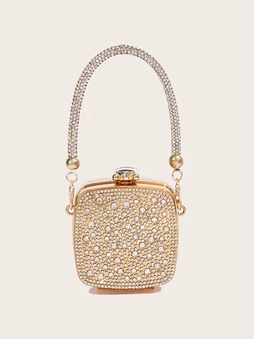Mini Strass Acryl Abendtasche Trendige Box Handtasche Volldiamant Crossbody Tasche Für Damen Luxus Bankett Party Accessoire