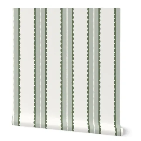 Papier Peint Auto-Adhésif en PVC Imperméable Sticker Mural Géométrique à Rayures Ondulées Vertes Texture Matte Décoration d'Intérieur pour Salon Chambre Murs de Fond