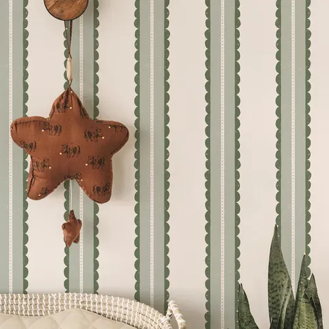 Papier Peint Auto-Adhésif en PVC Imperméable Sticker Mural Géométrique à Rayures Ondulées Vertes Texture Matte Décoration d'Intérieur pour Salon Chambre Murs de Fond