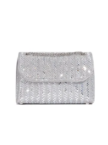 Damen Strass Abendtasche Mode Kette Umhängetasche Funkelnd Handgesetzter Kristall Kleine Quadratische Tasche Für Party Hochzeit Bankett Damen Schulterhandtasche
