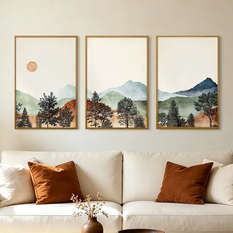 Boheems Aquarel Landschap Ingelijste Wandkunst Luik Abstract Landschap Canvas Print Moderne Decoratieve Schilderijen Voor Woonkamer