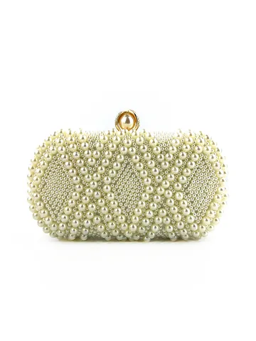 Handgefertigte Abendtasche mit Künstlichen Perlen Strass Luxus Diamantmuster Hochzeit Party Prom Handtasche Mit Kette