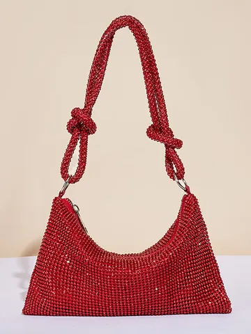 Mode Strass Abendtasche Glamouröse Knotengriff Unterarmtasche Funkelnde Volldiamant Handtasche Für Party Bankett Hochzeit Damen