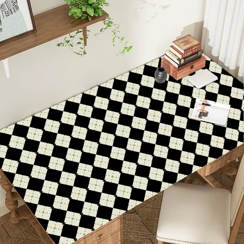 Papier Peint Autocollant en PVC à Carreaux Noir et Blanc Imperméable Motif Argyle pour Décoration de Chambre et Salon