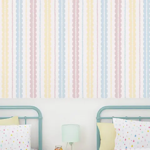 Autocollant Mural Multicolore Rayures Ondulées Géométriques Papier Peint Auto-adhésif en PVC Étanche pour Décoration de Chambre