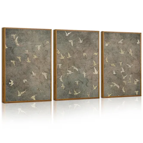 Modern Minimalist Set of 3 Framed Bird Canvas Wall Art Triptych Abstract Bird Silhouette Canvas Paintings Home Decor Prints