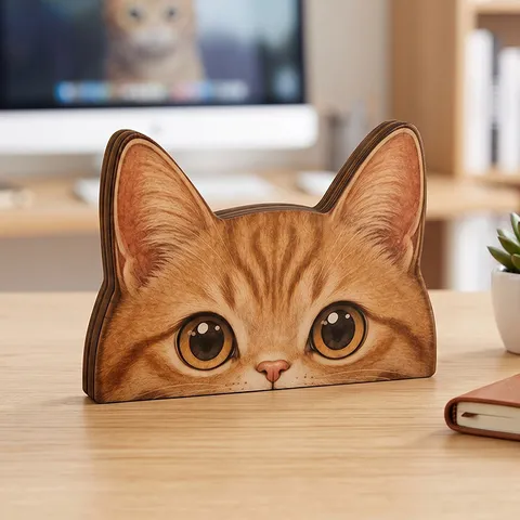 Mignon Chat Dessin Animé Bois Artisanat Table Ornement Multicolore En Forme D'Animal Bureau Décoration Sculpture En Bois Pour Bureau Maison