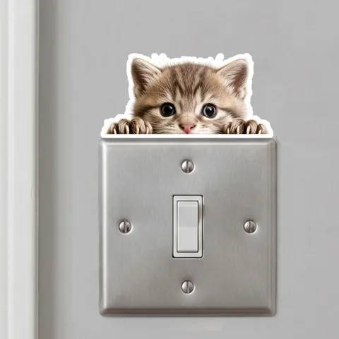 Niedliche Cartoon Katze Wand Schalter Aufkleber PVC Selbstklebende Tier Steckdose Dekoration Aufkleber Für Zuhause